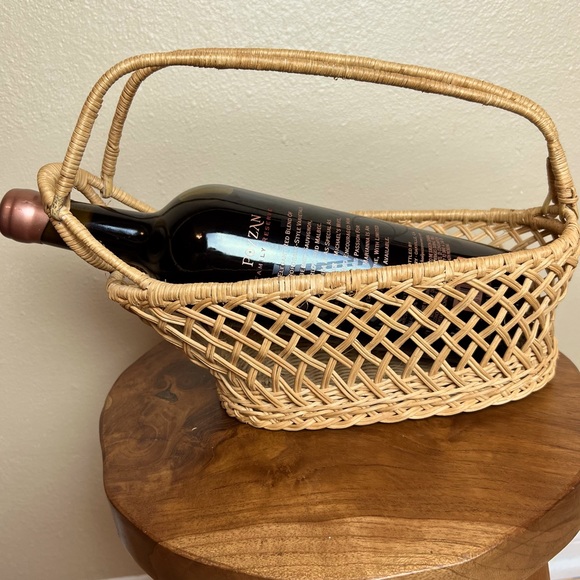 Dining Vintage Wicker Wine Carrier Basket Poshmark